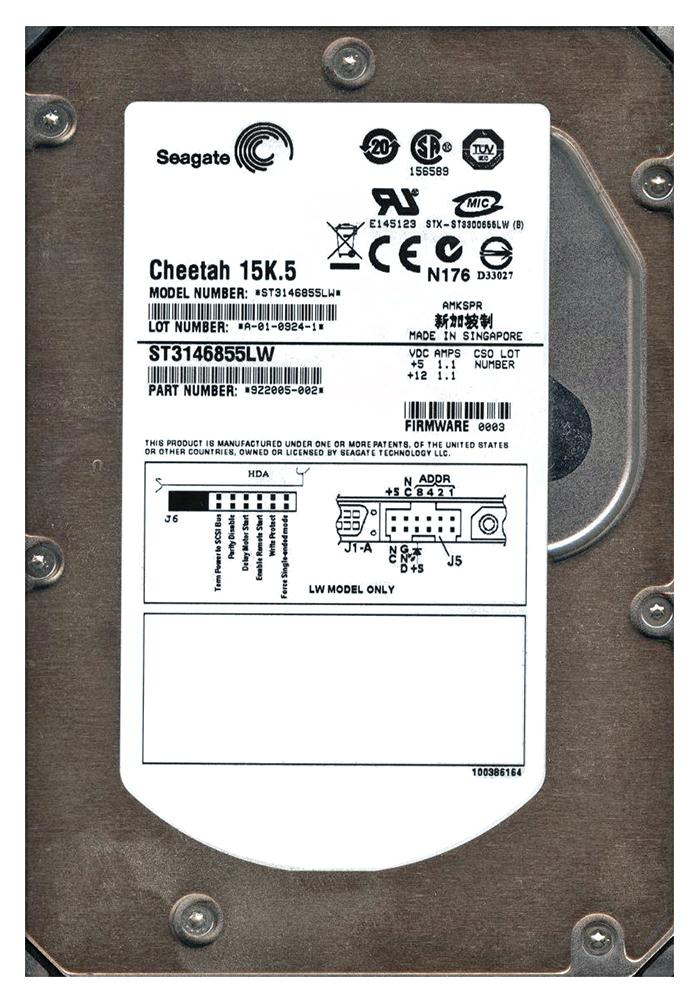 9Z2005-002 Seagate Cheetah 15K.5 146.8GB 15000RPM Ultra-320 SCSI 68-Pin 16MB Cache 3.5-inch Internal Hard Drive
