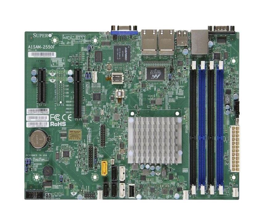 A1SAM2550FB SuperMicro Socket FCBGA 1283 System On Chipset Intel Atom C2550 Processors Support DDR3 4x DIMM 2x SATA3 6.0Gb/s Micro-ATX Server Motherboard (Refurbished)