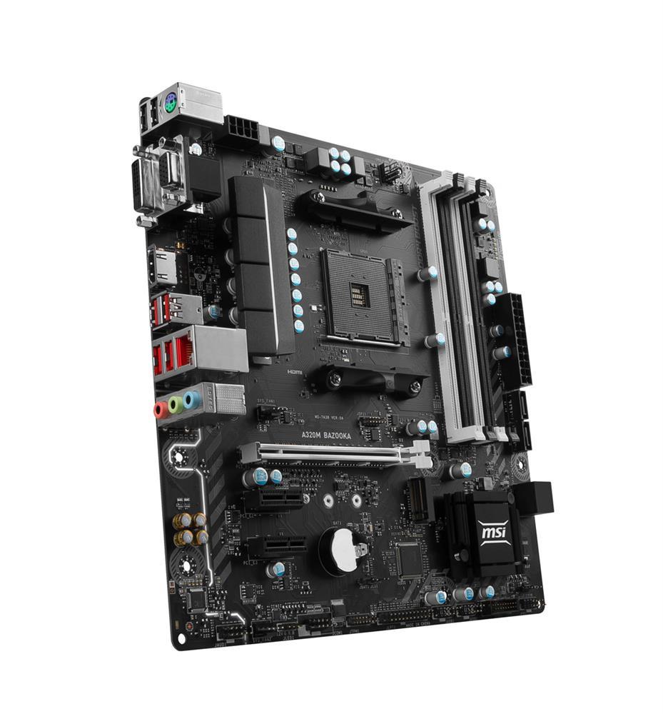 A320M BAZOOKA MSI Socket AM4 AMD A320 Chipset AMD Ryzen Processors Support DDR4 4x DIMM 4x SATA 6.0Gb/s Micro-ATX Motherboard (Refurbished)