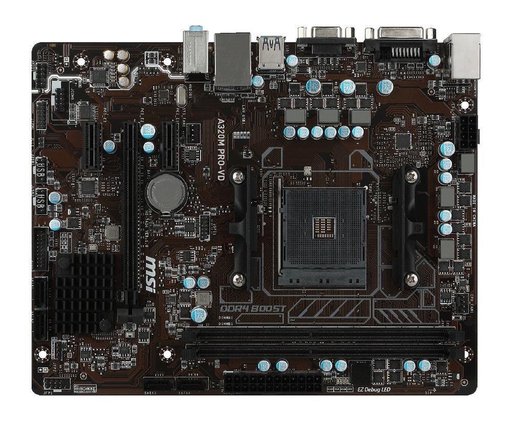 A320M PRO-VD/S MSI Socket AM4 AMD A320M Chipset AMD Ryzen 7 Processors Support DDR4 2x DIMM 4x SATA3 Micro-ATX Motherboard (Refurbished)