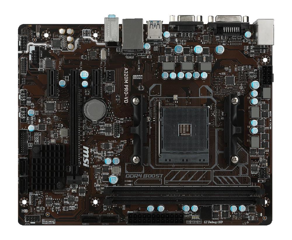 A320M PRO-VD MSI Socket AM4 AMD A320 Chipset 7th Generation AMD A-series/ AthlonTM Processors Support DDR4 2x DIMM 4xSATA3 6.0Gb/s Micro-ATX Motherboard (Refurbished)