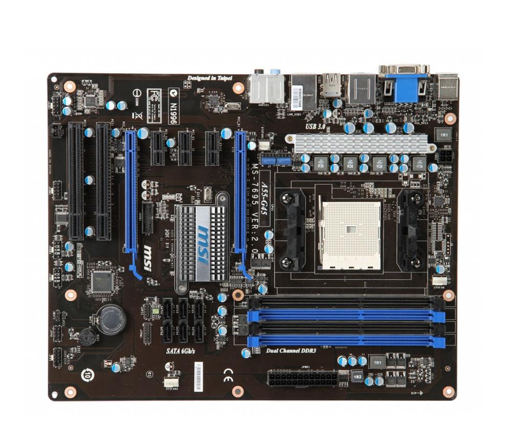 A55-G45 MSI Socket FM1 AMD A55 Chipset AMD Llano APU Processors Support DDR3 4x DIMM 6x SATA 6.0Gb/s ATX Motherboard (Refurbished)
