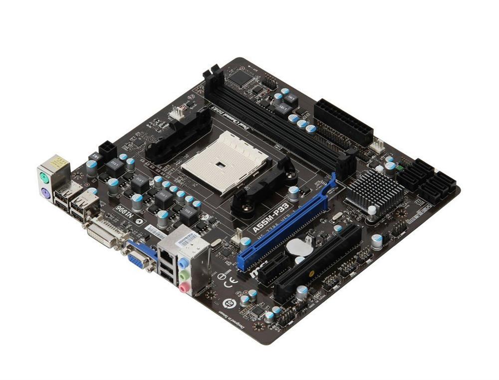 A55M-P33-B2 MSI Socket FM1 AMD A55 Chipset AMD Athlon II X4/ Athlon II X4/ AMD A8,A6,A4 Series / AMD E2-Series Processors Support DDR3 2x DIMM 6x SATA 3.0Gb/s Micro-ATX Motherboard (Refurbished)
