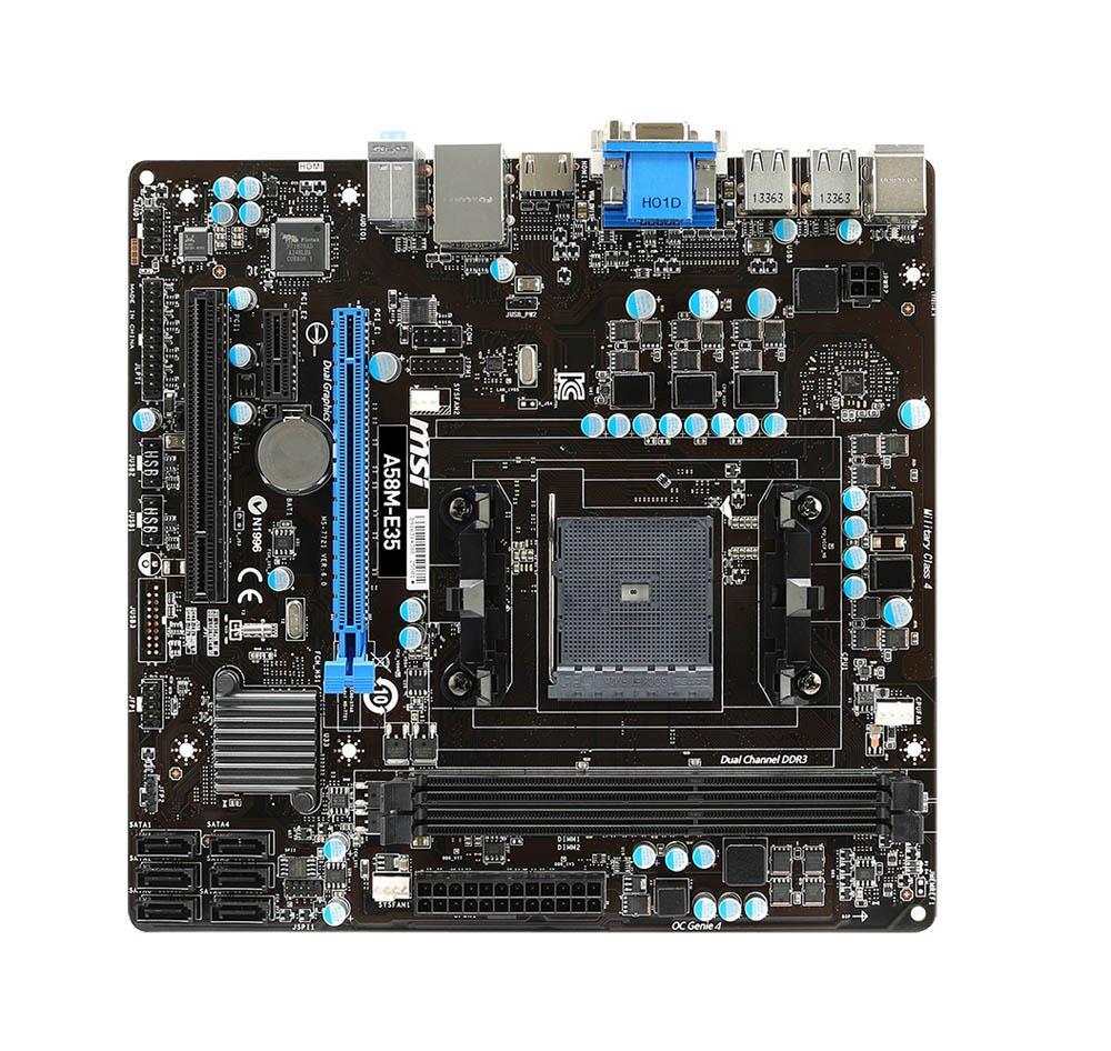 A58M-E35 MSI Socket FM2+ / FM2 AMD A58 Chipset AMD Athlon/A- Series Processors Support DDR3 2x DIMM 6x SATA 3.0Gb/s Micro-ATX Motherboard (Refurbished)
