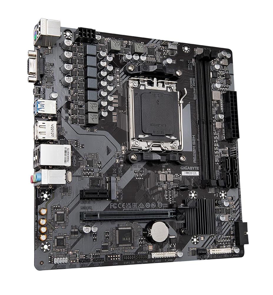 A620M S2H Gigabyte Socket AM5 AMD A620 Chipset AMD Ryzen 7000 / Ryzen 8000 / Ryzen 9000 Series Processors Support DDR5 2x DIMM 4x SATA 6.0Gb/s Micro ATX Motherboard (Refurbished)