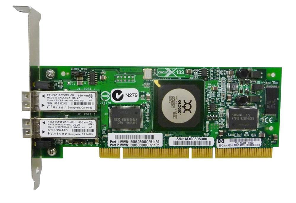 A6826A HP Dual-Ports LC 2Gbps Fiber Channel PCI-X Host Bus Network Adapter