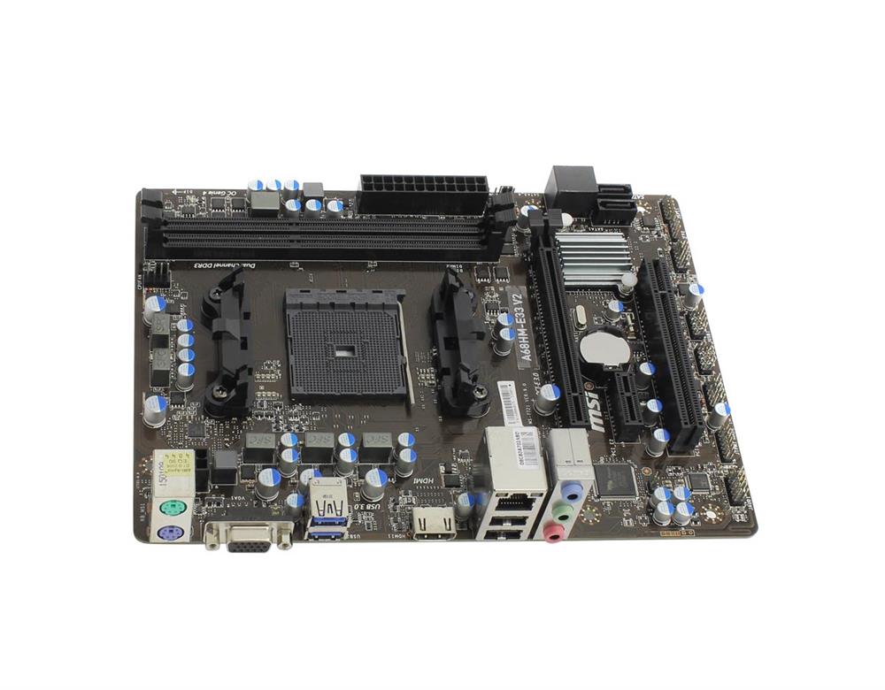 A68HME33V2 MSI A68HM-E33 V2 Socket FM2+ AMD A68H Chipset AMD Athlon/ A-Series Processors Support DDR3 2x DIMM 4x SATA 6.0Gb/s Micro-ATX Motherboard (Refurbished)