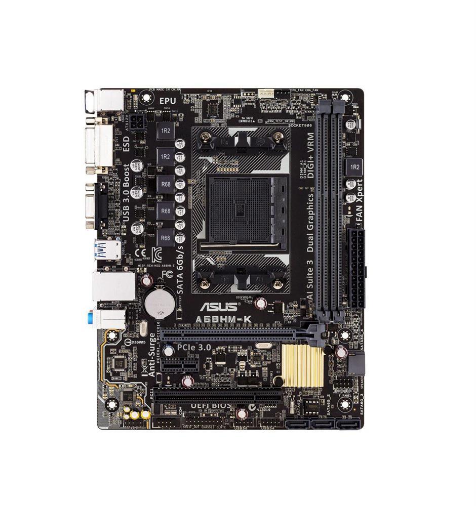 A68HMK ASUS A68HM-K Socket FM2+ AMD A68H Chipset AMD Athlon/ AMD A-Series Processors Support DDR3 2x DIMM 4x SATA 6.0G/s Micro-ATX Motherboard (Refurbished)