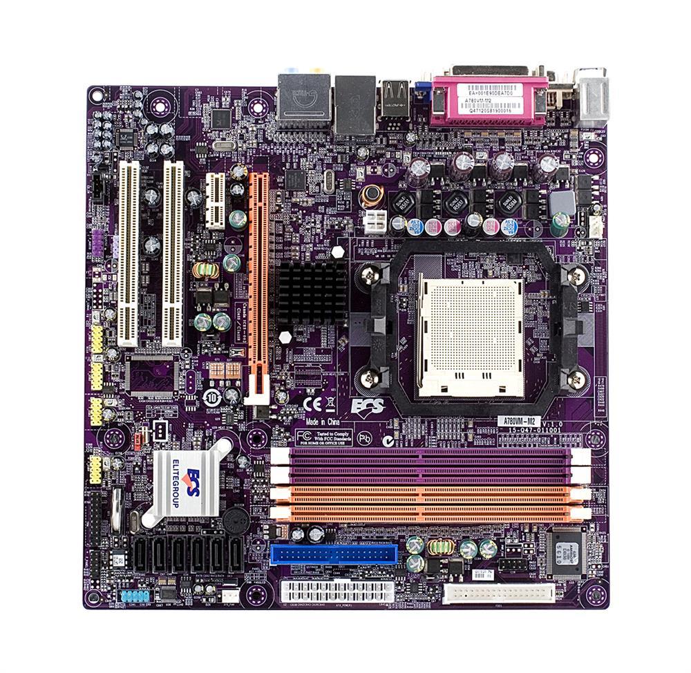 A780VM-M2 ECS Socket AM2+ AMD 780G + SB700 Chipset AMD Phenom II/ Phenom/ AMD Athlon 64 X2 Dual-Core/ Athlon 64/ AMD Sempron Processors Support DDR2 4x DIMM 6x SATA 3.0Gb/s Micro-ATX Motherboard (Refurbished)