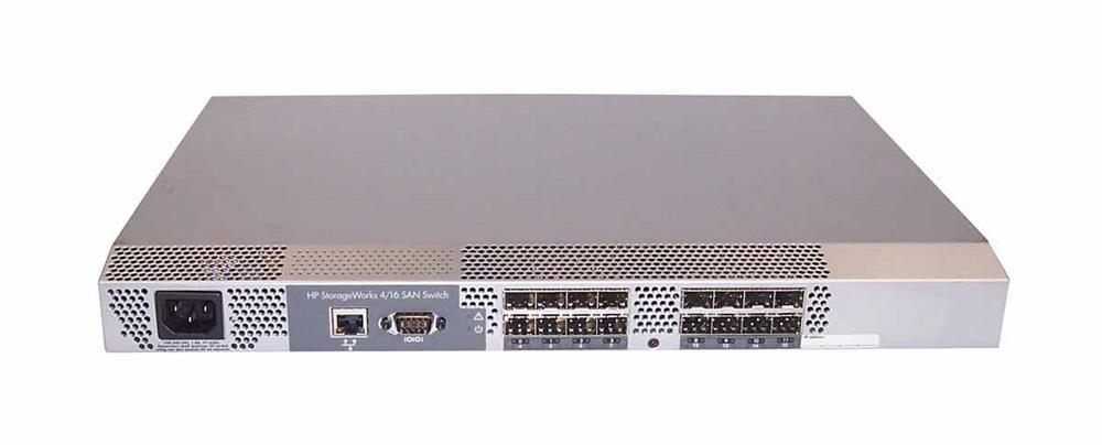 A7985A#ABA HP StorageWorks SAN Switch 4/16 Switch 4GB Fibre Channel + 16 x SFP (empty) 1U Rack-mountable (Refurbished)