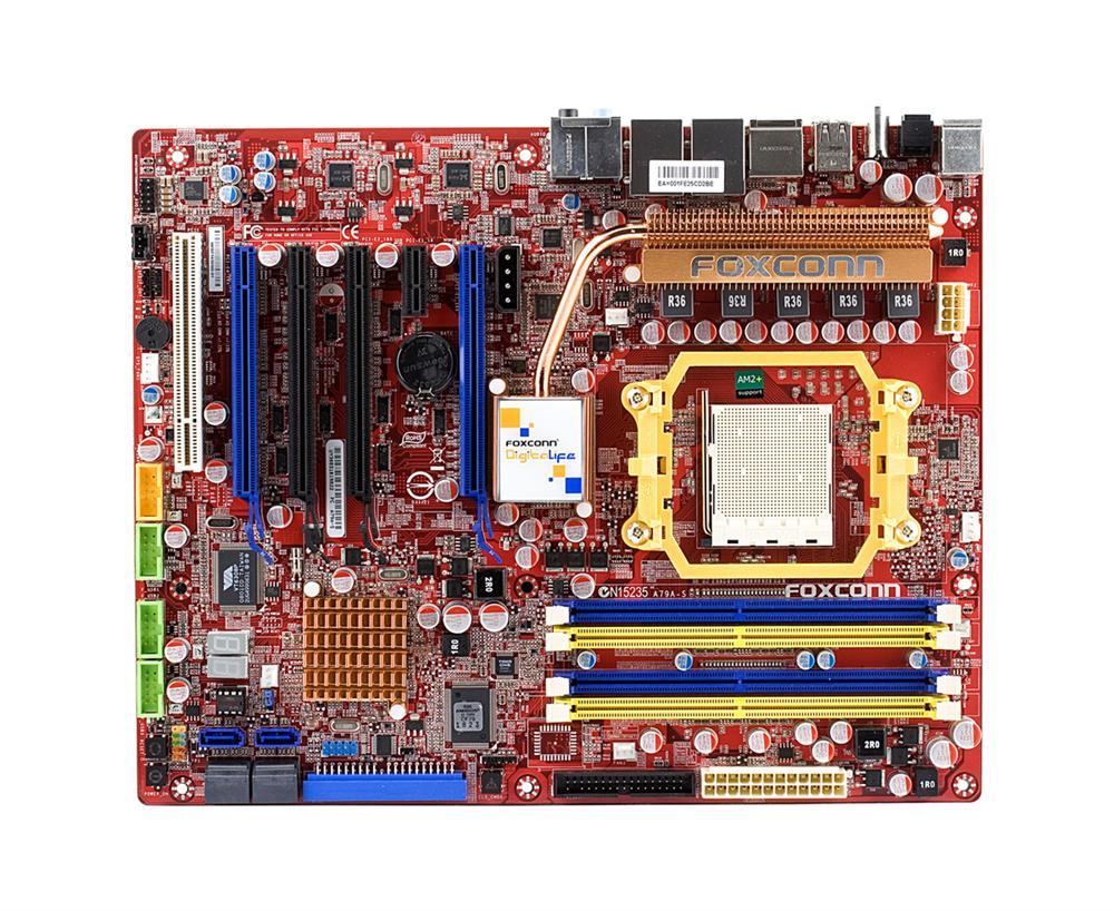 A79A-S Foxconn Socket AM2+/AM2 AMD 790FX + SB750 Chipset AMD Phenom/ AMD Athlon 64 X2/ Athlon 64/ AMD Sempron Processors Support DDR2 4x DIMM 6x SATA2 3.0Gb/s ATX Motherboard (Refurbished)