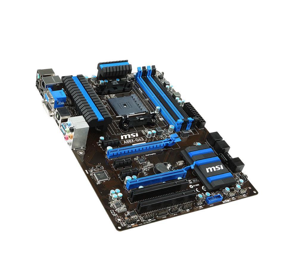 A88XG43 MSI Socket FM2+ AMD A88X Chipset AMD A-series/ Athlon Series Processors Support DDR3 4x DIMM 8x SATA 6.0Gb/s ATX Motherboard (Refurbished)