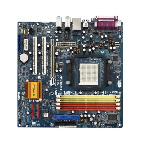 ALIVENF6G-VSTA ASRock Socket AM2+/AM2 Nvidia GeForce 6100 /nForce 6100 Chipset AMD Phenom FX/ Phenom/ AMD Athlon 64 FX/ Athlon 64 X2 Dual-Core/ Athlon X2 Dual-Core/ Athlon 64/ AMD Sempron Processors Support DDR2 4x DIMM 4x SATA2 3.0Gb/s Micro-ATX Motherboard (Refurbished)