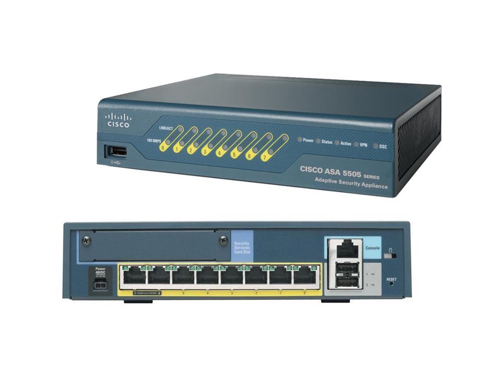 ASA5505-UL-BUN-K8 Cisco ASA 5505 VPN/ Firewall 8 x 100Base-TX , 3 x USB (Refurbished)