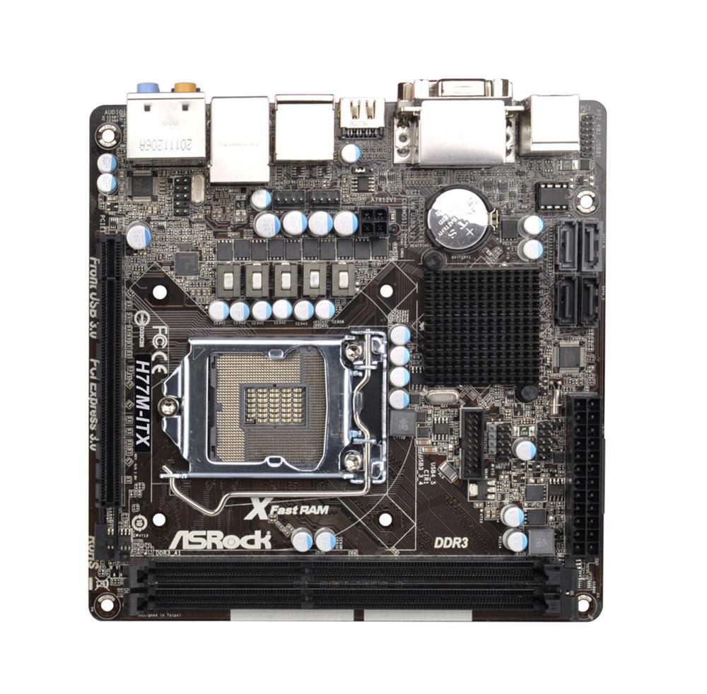 ASR-H77M-ITX ASRock Socket LGA 1155 Intel H77 Chipset 3rd/2nd Generation Core i7 / i5 / i3 / Xeon / Pentium / Celeron Processors Support DDR3 2x DIMM 2x SATA3 6.0Gb/s Mini-ITX Motherboard (Refurbished)