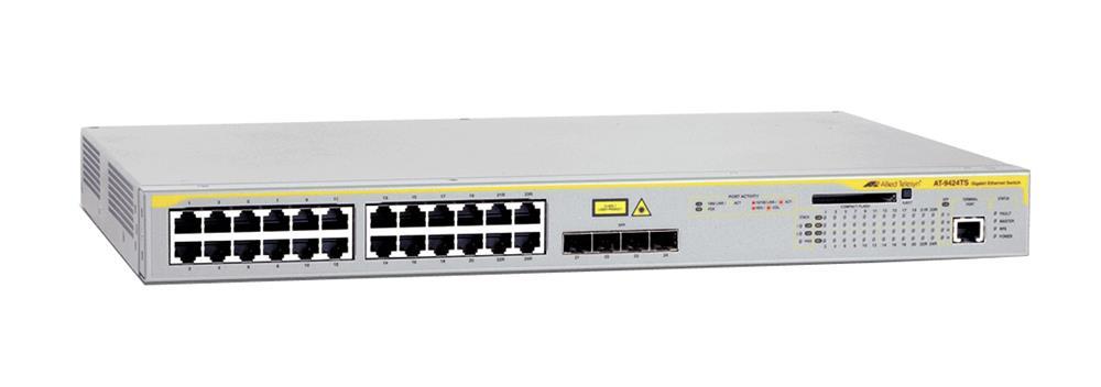AT-9424TS-50 Allied Telesis 24-Ports 10/ 100/ 1000Base-T Gigabit Managed Layer 3 Switch Plus 4 Combo SFP Slots (Refurbished)