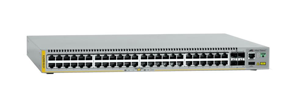 AT-X510-52GTX-50 Allied Telesis At-x510-52gtx 48-Ports 10/100/1000T RJ-45 Manageable Layer3 Rack-mountable Stackable Network Switch with 4x 10Gbps SFP+ Ports P/N (Refurbished)
