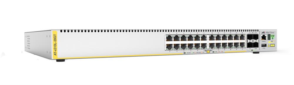 AT-X510L-28GT-10 Allied Telesis 24-Ports 10/100/1000Base-T Layer 3 Switch with 4x SFP/SFP+ Slots Including 2x 10 Gigabit Stacking Slots (Refurbished)