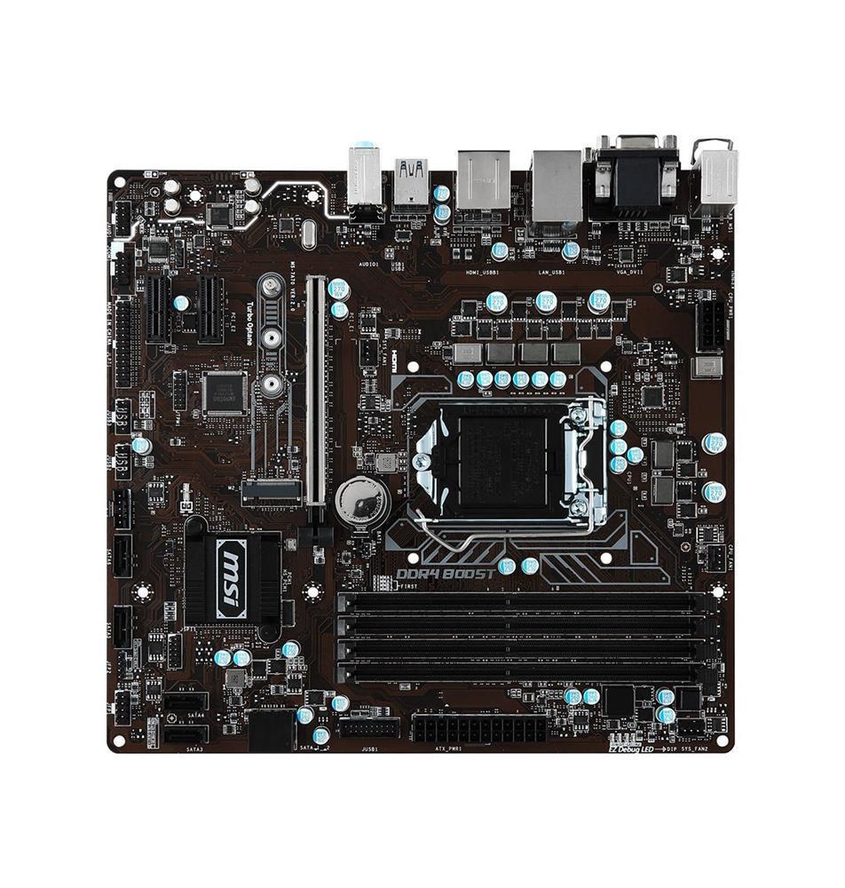 B250M-PRO-VDH-R MSI B250M PRO-VDH Socket LGA 1151 Intel B250 Chipset 7th/6th Generation Core i7 / i5 / i3 / Pentium / Celeron Processors Support DDR4 4x DIMM 6x SATA 6.0Gb/s Micro-ATX Motherboard (Refurbished)
