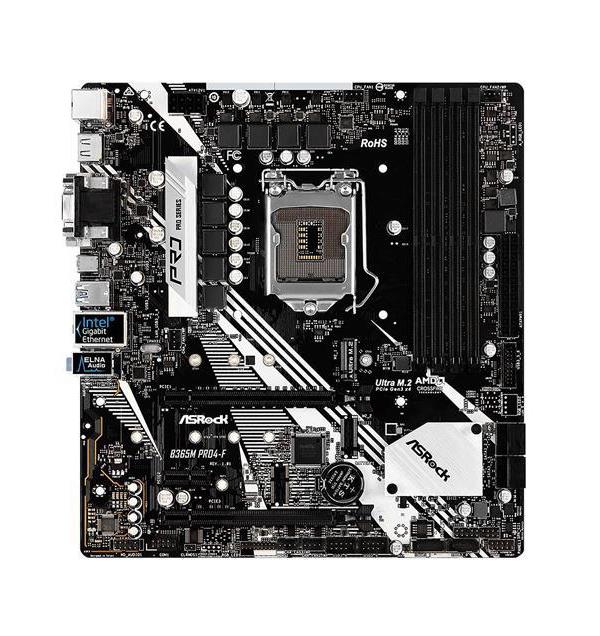 B365M Pro4-F ASRock ZB365M Pro4-F Socket LGA 1151 Intel B365 Chipset 9th/8th Generation Core Processors Support DDR4 4x DIMM 6x SATA3 6.Gb/s Micro-ATX Motherboard (Refurbished)