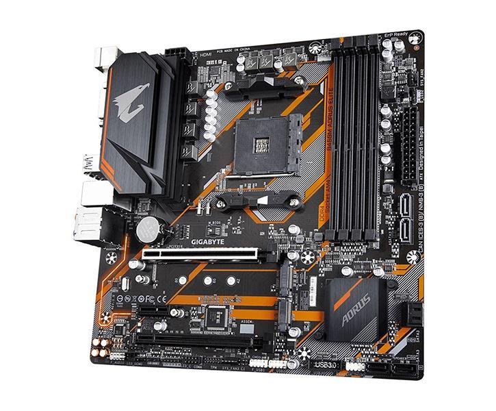B450M AORUS ELITE rev. 1.x Gigabyte Socket AM4 AMD B450 Chipset AMD Ryzen Processors Support DDR4 4x DIMM 4x SATA 6.0Gb/s Micro-ATX Motherboard Refurbished (Refurbished)