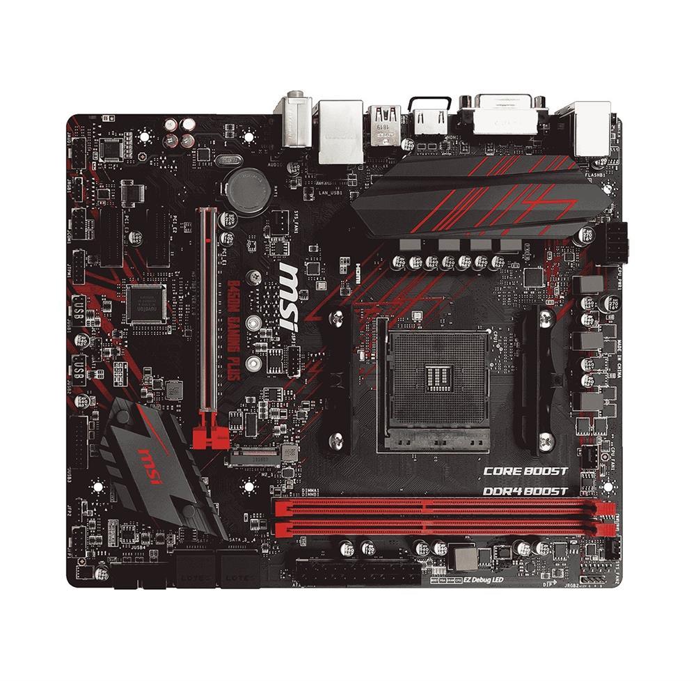 B450MGAPLUS-A1 MSI B450M GAMING PLUS Socket AM4 AMD B450 Chipset AMD Ryzen 7 Processors Support DDR4 2x DIMM 4x SATA3 Micro-ATX Motherboard (Refurbished)
