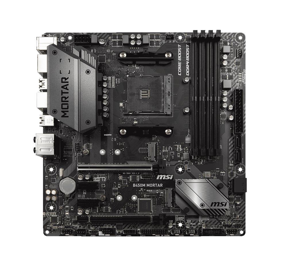 B450M MORTAR MSI Socket AM4 AMD B450 Chipset AMD Ryzen 7 Processors Support DDR4 4x DIMM 4x SATA3 6.0Gb/s Micro-ATX Motherboard (Refurbished)