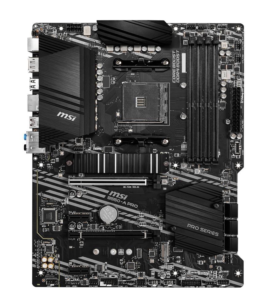 B550-A PRO MSI Socket AM4 AMD B550 Chipset AMD Ryzen 9 Processors Support DDR4 4x DIMM 6x SATA3 6.0Gb/s ATX Motherboard (Refurbished)