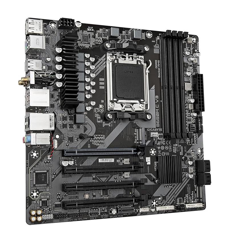 B650M C V3 Gigabyte Socket AM5 AMD B650 Chipset AMD Ryzen 7000/ Ryzen 8000/ Ryzen 9000 Processors Support DDR5 4x DIMM 4x SATA 6.0Gb/s Micro-ATX Motherboard (Refurbished)
