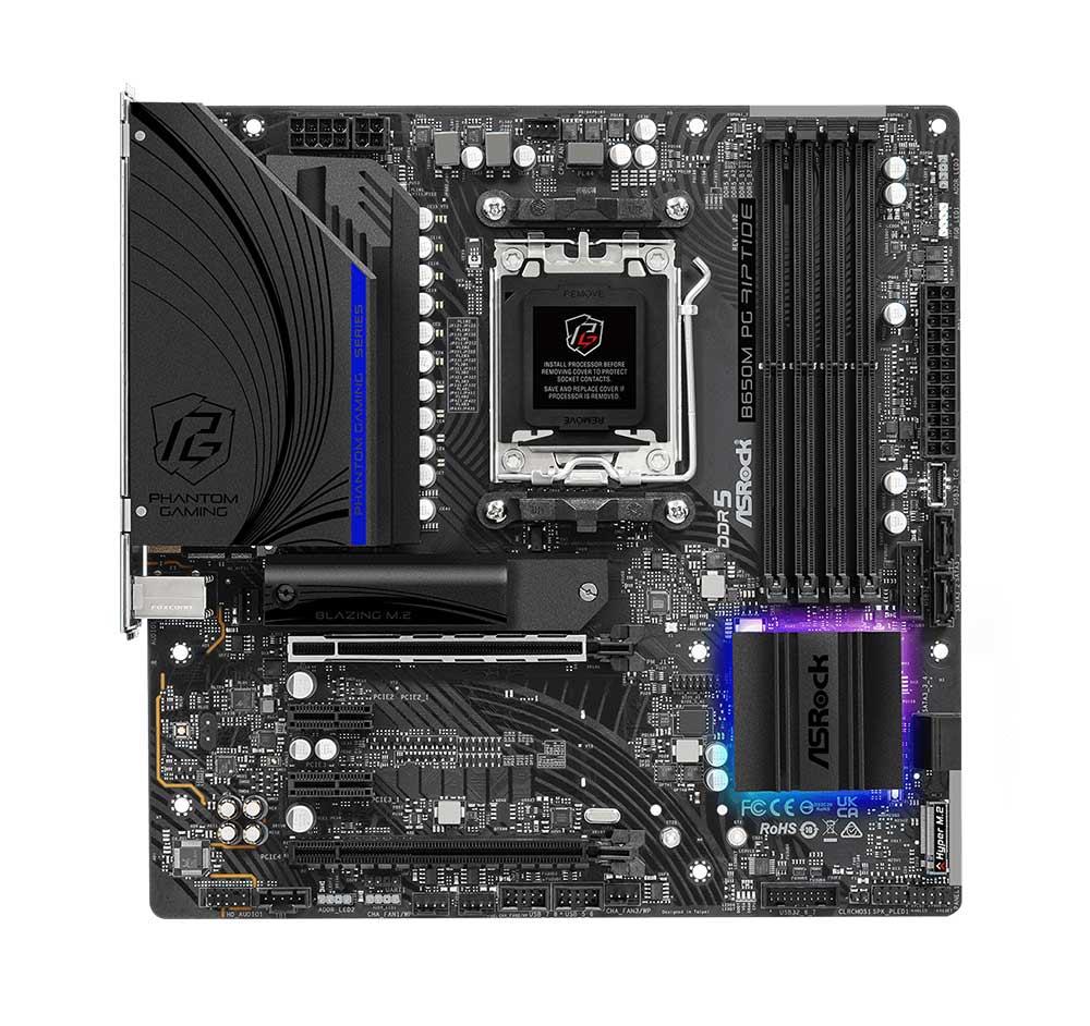 B650M PG RIPTIDE ASRock Socket AM5 AMD B560 Chipset AMD Ryzen 7000 Series Processors Support DDR5 4x DIMM 4x SATA3 6.0Gb/s Micro-ATX Motherboard (Refurbished)