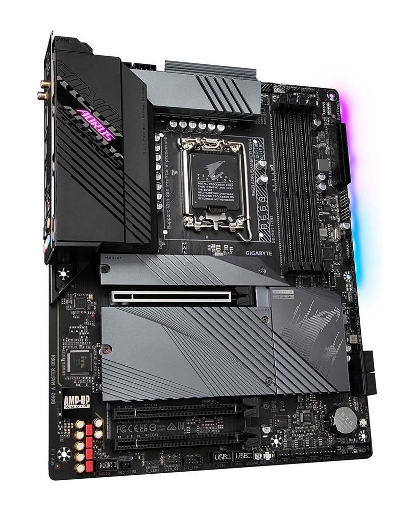 B660 AORUS MASTER DDR4(rev.10) Gigabyte Socket LGA 1700 Intel B660 Chipset 13th Generation Core / Pentium Gold / Celeron Processors Support DDR4 4x DIMM 4x SATA 6.0Gb/s ATX Motherboard (Refurbished)