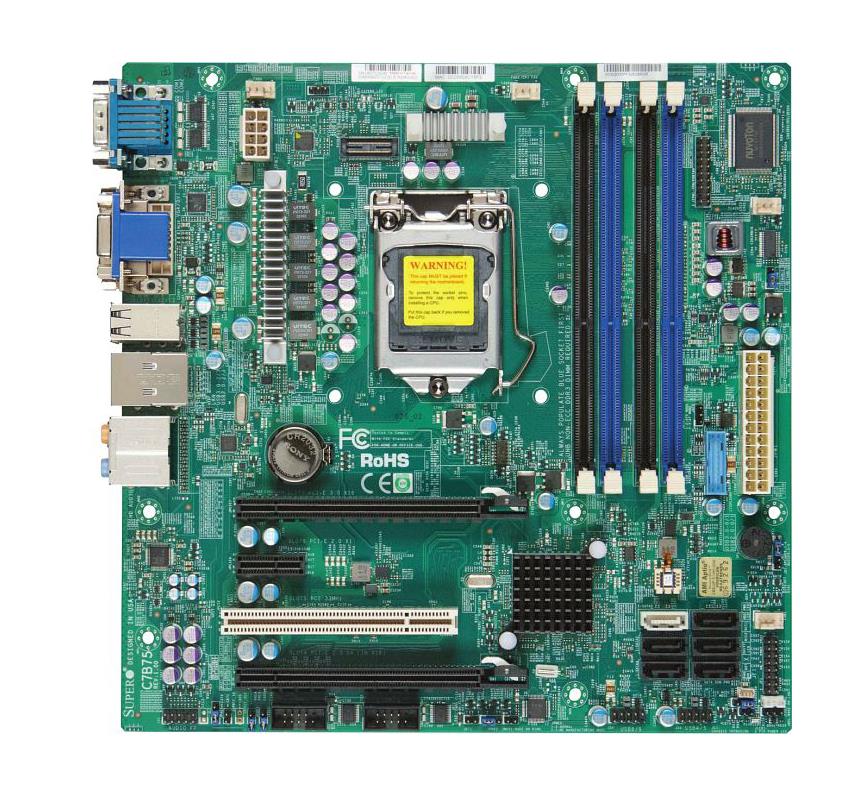 C7B75-O SuperMicro C7B75 Socket LGA 1155 Intel B75 Express Chipset 2nd/3rd Generation Core i7 / i5 / i3 / Pentium / Celeron Processors Support DDR3 4x DIMM 1x SATA 3.0Gb/s Micro-ATX Motherboard (Refurbished)
