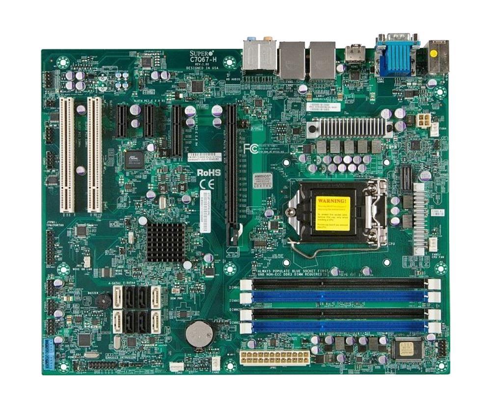 C7Q67-H-B SuperMicro C7Q67-H Socket LGA 1155 Intel Q67 Express Chipset Intel Core i7 / i5 / i3 / Pentium / Celeron Processors Support DDR3 4x DIMM 2x SATA 6.0Gb/s ATX Motherboard (Refurbished)