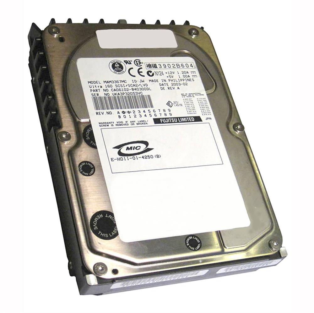CA06102-B40300DL Fujitsu Enterprise 36.7GB 15000RPM Ultra-160 SCSI 80-Pin Hot Swap 8MB Cache 3.5-inch Internal Hard Drive
