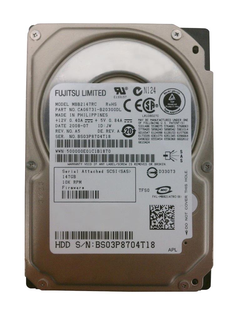 CA06731-B20300DL Fujitsu Enterprise 147GB 10000RPM SAS 3Gbps 16MB Cache 2.5-inch Internal Hard Drive
