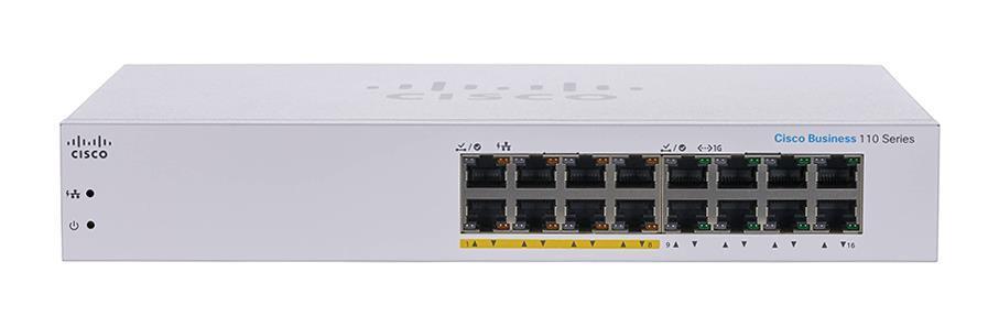 CBS110-16T-EU-RF Cisco Small Business 110 Series CBS110-16T 16 x Ports 10/100/1000Base-T Layer 2 Unmanaged Rack-mountable Gigabit Ethernet Network Switch (Refurbished)