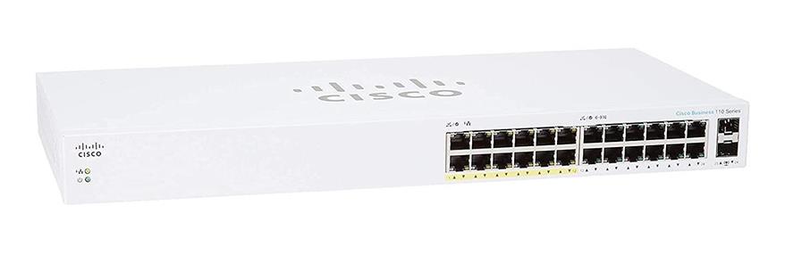CBS110-24T Cisco Business 110 Series 24 x Ports 10/100/1000Base-T + 2 x SFP Ports Layer 2 Unmanaged Rack-mountable Gigabit Ethernet Network Switch (Refurbished)