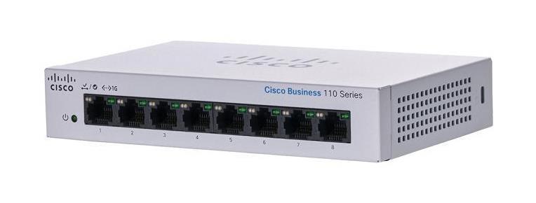 CBS110-8T-D-CN Cisco Small Business 110 Series CBS110-8T 8 x Ports 10/100/1000Base-T Layer 2 Unmanaged Desktop Gigabit Ethernet Network Switch (Refurbished)