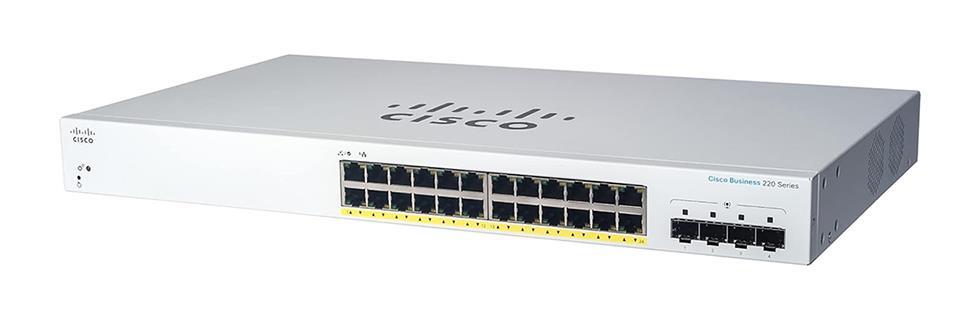 CBS220-24T-4X-UK-RF Cisco Business 220 Series CBS220-24T-4X 24 x Ports 10/100/1000Base-T + 4 x SFP+ Ports Layer 2 Managed Rack-mountable Gigabit Ethernet Network Switch (Refurbished)