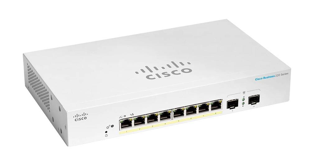CBS220-8FP-E-2G-AR Cisco Business 220 Series CBS220-8FP-E-2G 8 x Ports PoE+ 10/100/1000Base-T + 2 x SFP Ports Layer 2 Managed Rack-mountable Gigabit Ethernet Network Switch (Refurbished)