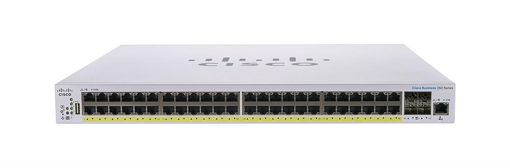 CBS350-48P-4G-EU Cisco 350 CBS350-48P-4G Ethernet Switch - 48 Ports - Manageable - 3 Layer Supported - Modular - 4 SFP Slots - 59.73 W Power Consumption - 370 W PoE Budget - Optical Fiber, Twisted Pair - PoE Ports -  (Refurbished)