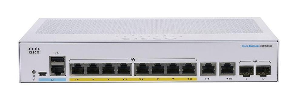 CBS350-8FP-2G-AU-RF Cisco Business 350 Series CBS350-8FP-2G 8 x Ports PoE+ 1000Base-T + 2 x Combo SFP Ports Layer 3 Managed Rack-mountable GE Network Switch (Refurbished)