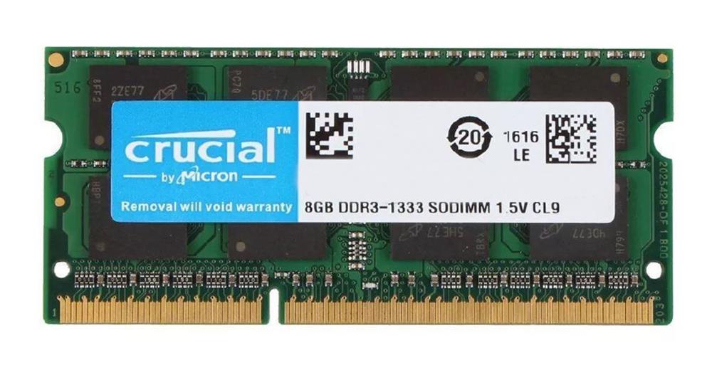 CT102464BF1339 Crucial 8GB PC3-10600 DDR3-1333MHz non-ECC Unbuffered CL9 204-Pin SoDimm 1.35V Low Voltage Dual Rank Memory Module