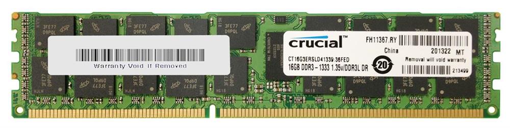 CT16G3ERVLD41339 Crucial 16GB PC3-10600 DDR3-1333MHz Registered ECC CL9 240-Pin DIMM 1.35V Low Voltage Dual Rank Memory Module