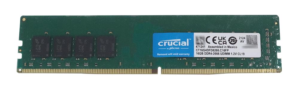 CT16G4DFD8266 Crucial 16GB PC4-21300 DDR4-2666MHz non-ECC Unbuffered CL19 288-Pin DIMM 1.2V Dual Rank Memory Module