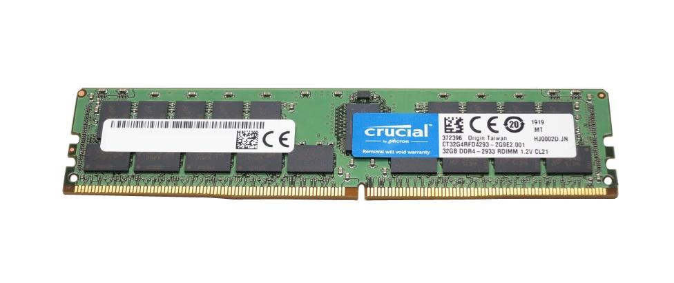 CT32G4RFD4293-2G9E2.001 Crucial 32GB PC4-23400 DDR4-2933MHz ECC Registered CL21 288-Pin DIMM 1.2V Dual Rank Memory Module