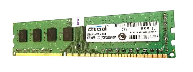 CT51264BA1339 Crucial 4GB PC3-10600 DDR3-1333MHz non-ECC Unbuffered CL9 240-Pin DIMM Dual Rank Memory Module