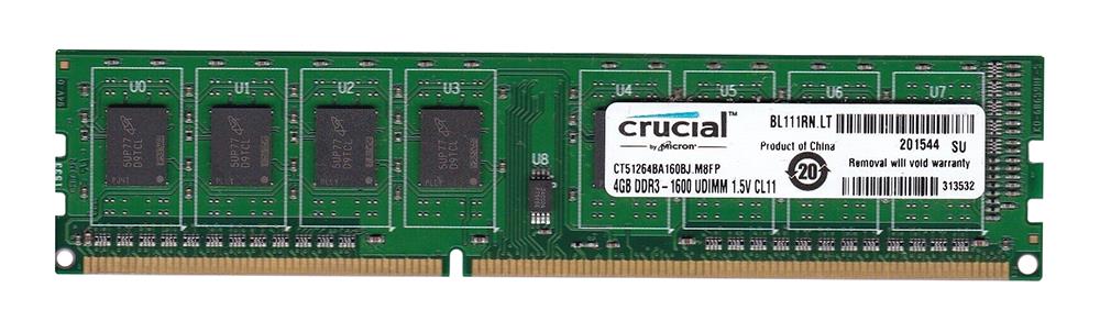 CT51264BA160BJ Crucial 4GB PC3-12800 DDR3-1600MHz non-ECC Unbuffered CL11 240-Pin DIMM Memory Module for Asus F1A55-M LX PLUS R2.0 Motherboard