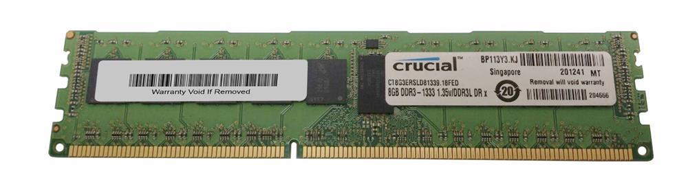 CT8G3ERSLD81339.18FDD Crucial 8GB PC3-10600 DDR3-1333MHz Registered ECC CL9 240-Pin DIMM 1.35V Low Voltage Dual Rank Memory Module