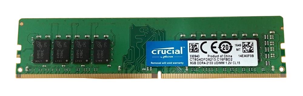 CT8G4DFD8213 Crucial 8GB PC4-17000 DDR4-2133MHz non-ECC Unbuffered CL15 288-Pin DIMM 1.2V Dual Rank Memory Module